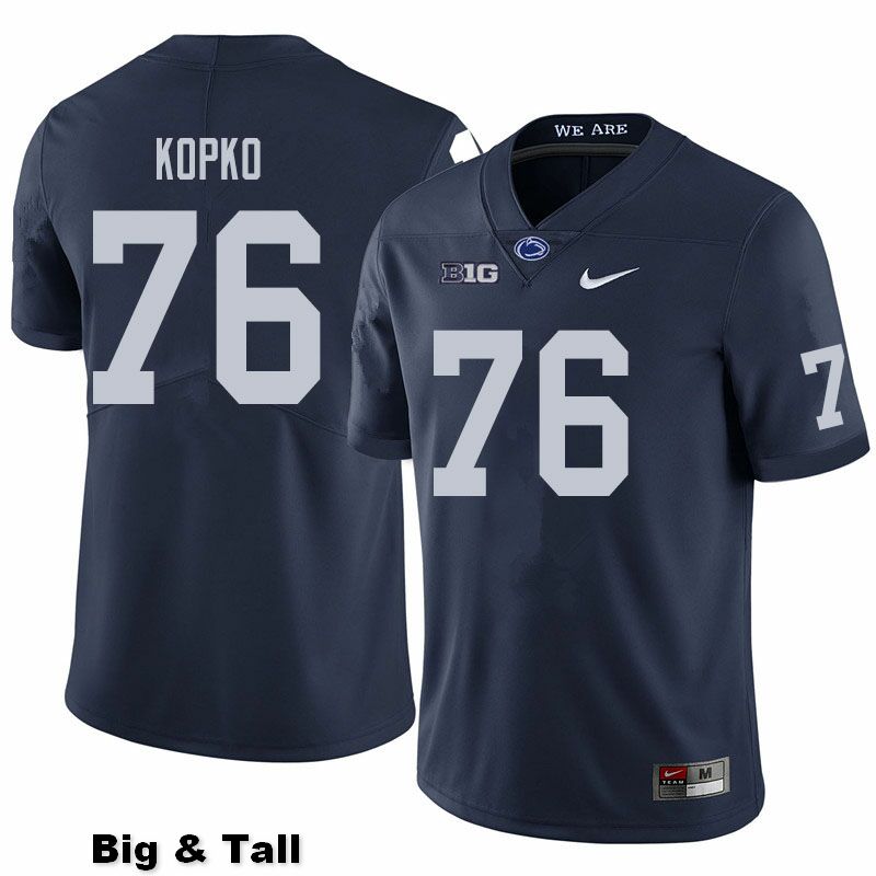NCAA Nike Men's Penn State Nittany Lions Justin Kopko #76 College Football Authentic Big & Tall Navy Stitched Jersey GGJ0398LM
